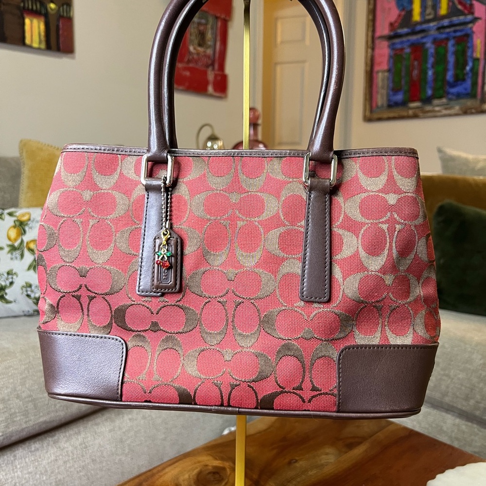 Coach Signature Canvas Satchel - Pink andโ Brown